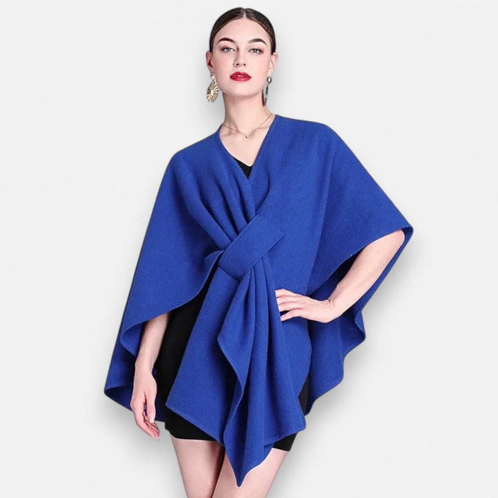 Poncho en laine femme ceinturé chic