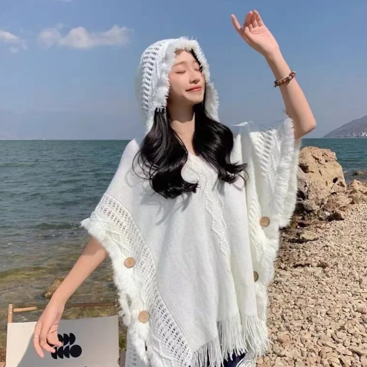 Poncho laine femme cocooning