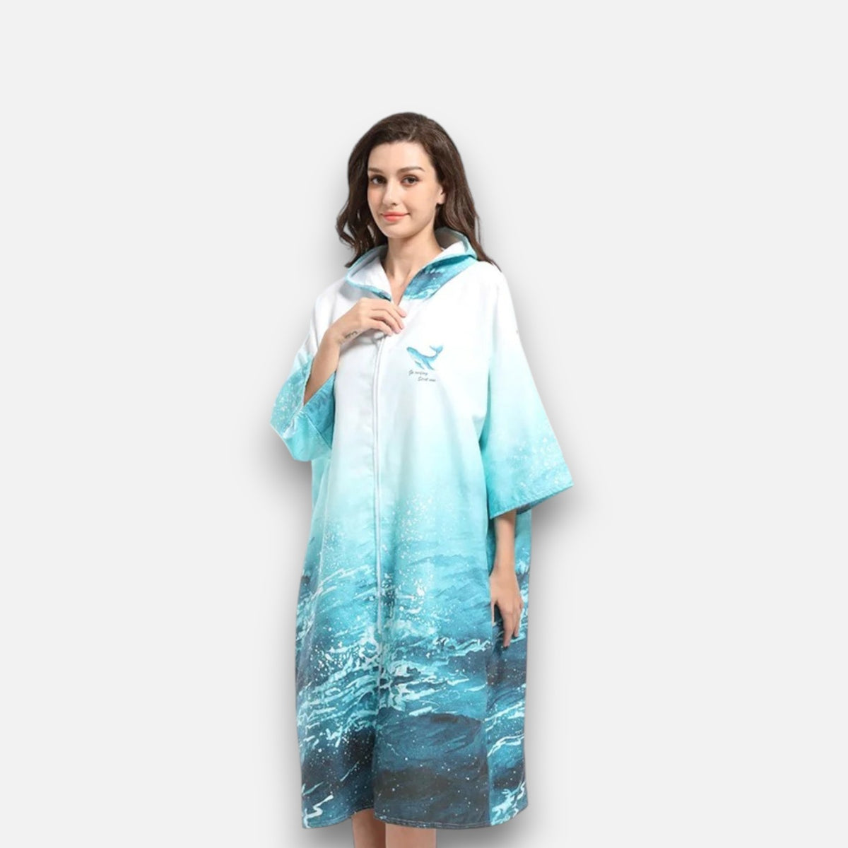 Poncho de bain femme design océan