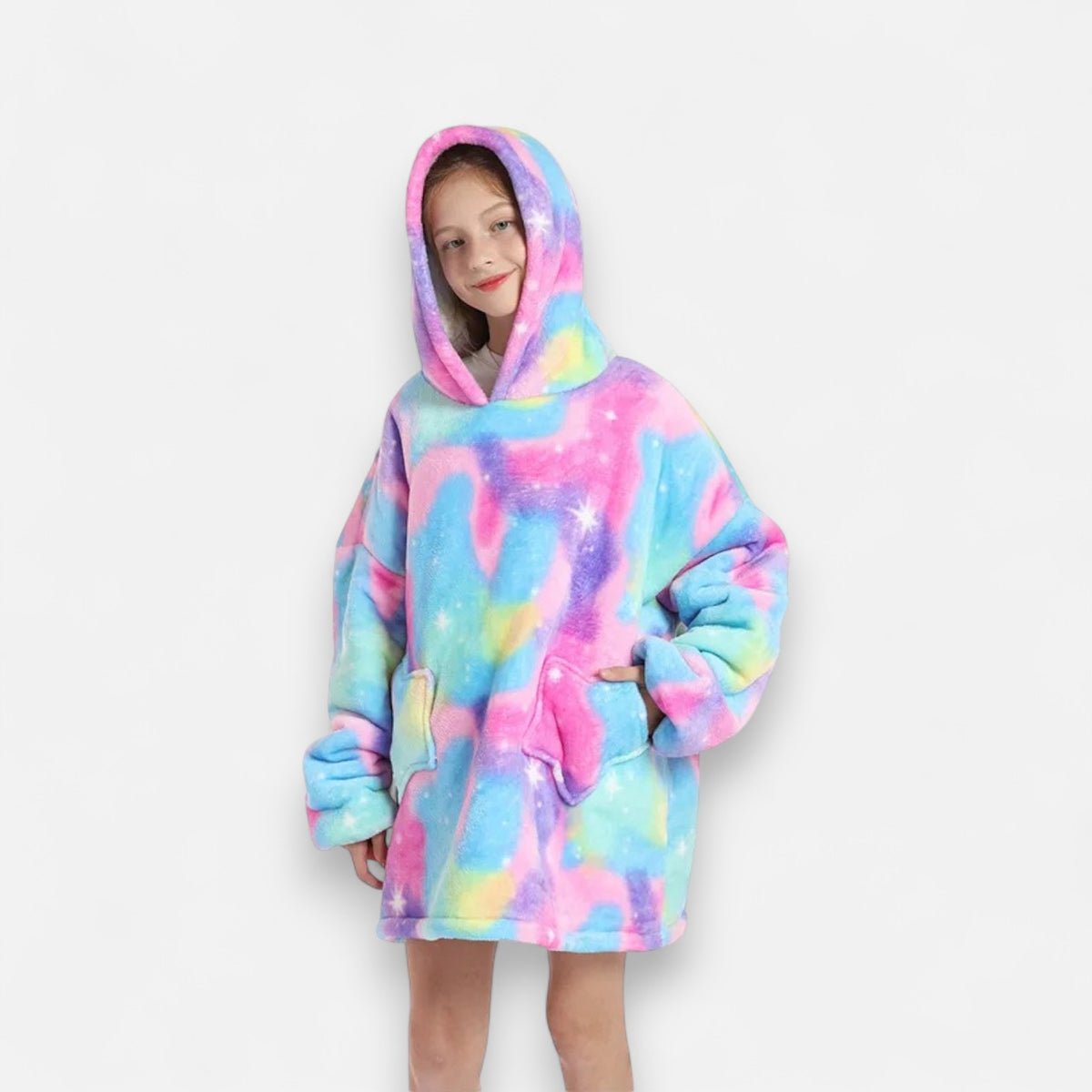 Poncho polaire enfant arc-en-ciel