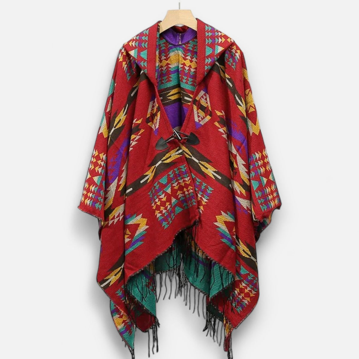 Poncho chaud homme géométrique coloré