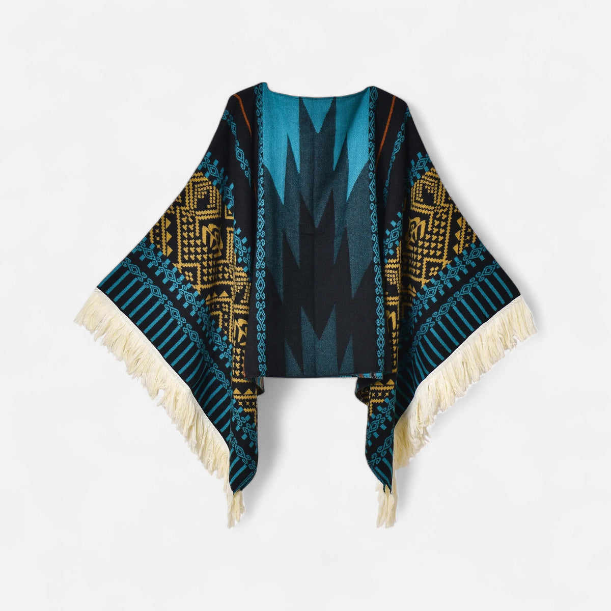 Poncho chaud homme coloré avec motifs