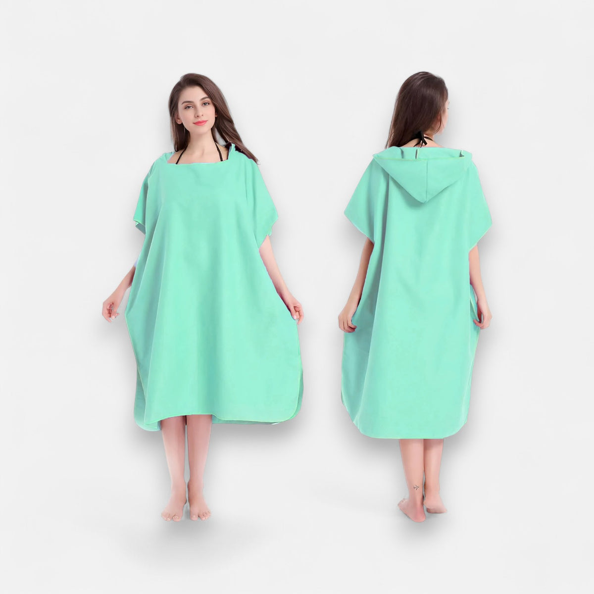 Poncho de bain femme à capuche