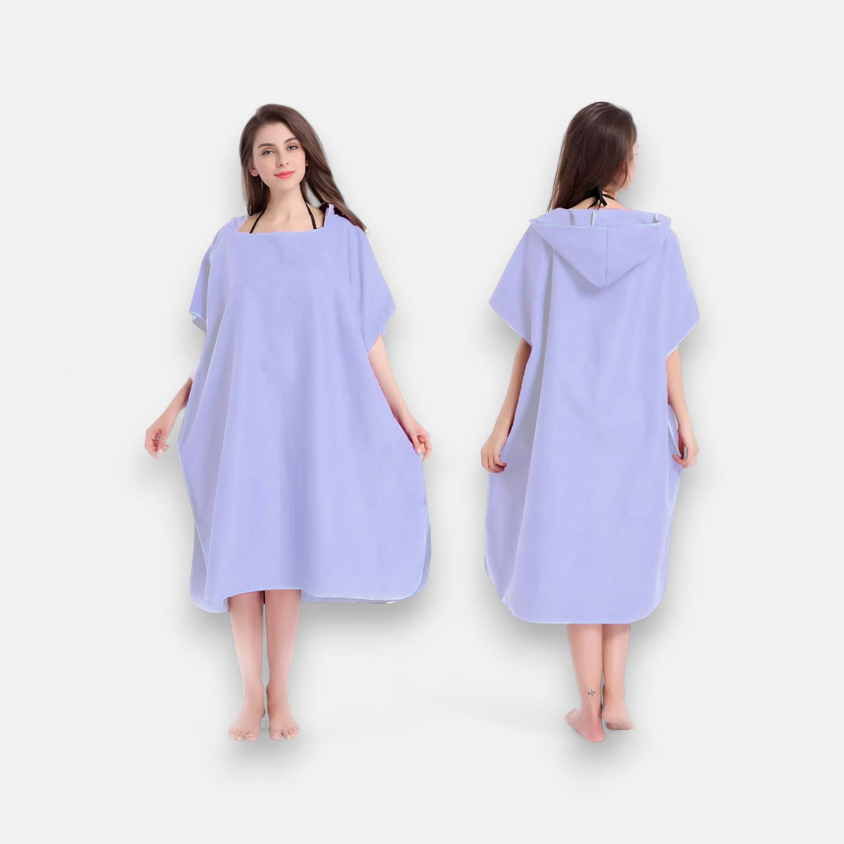 Poncho de bain femme à capuche