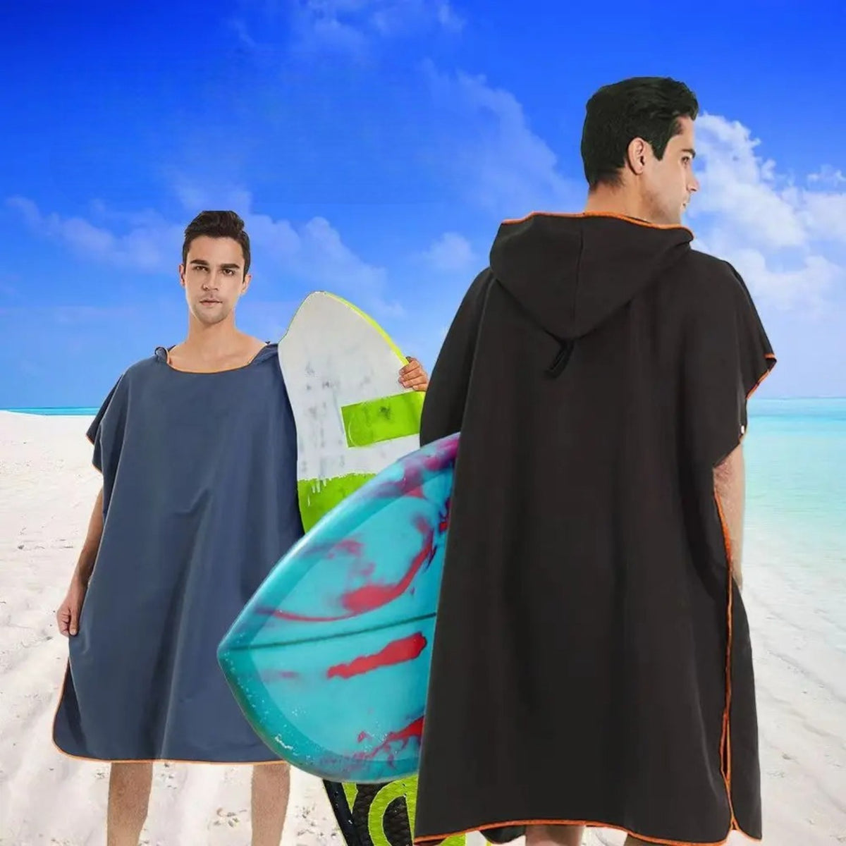 Poncho plage homme microfibre