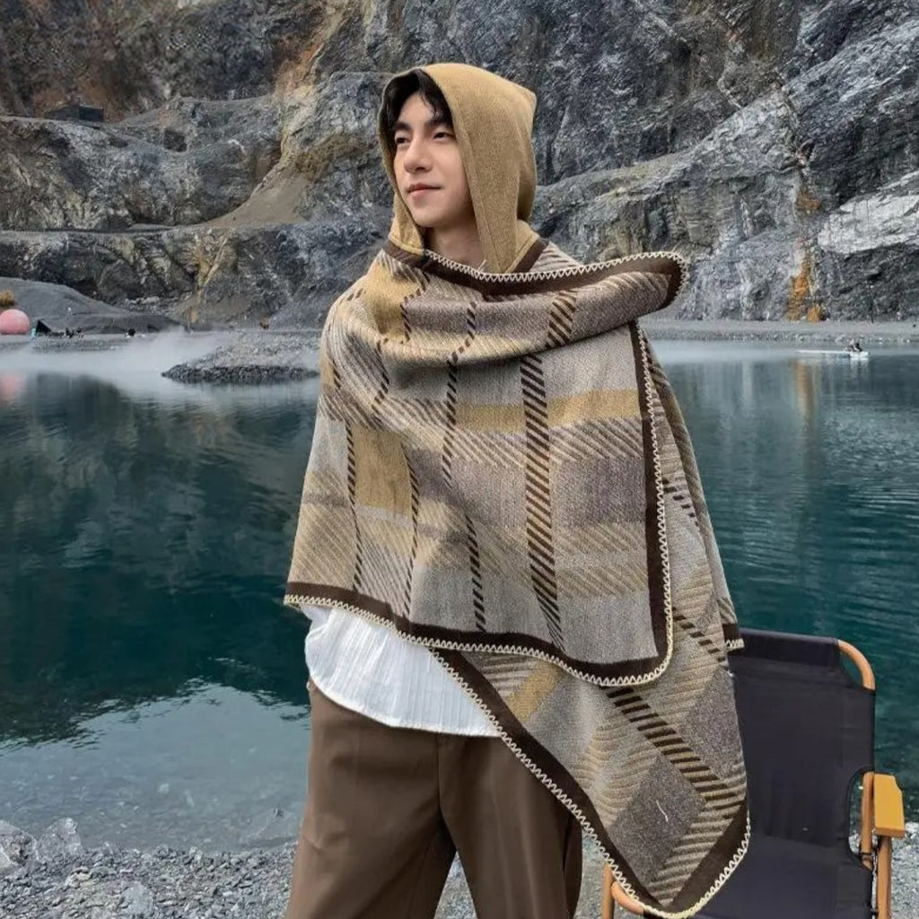 Poncho chaud homme raffiné