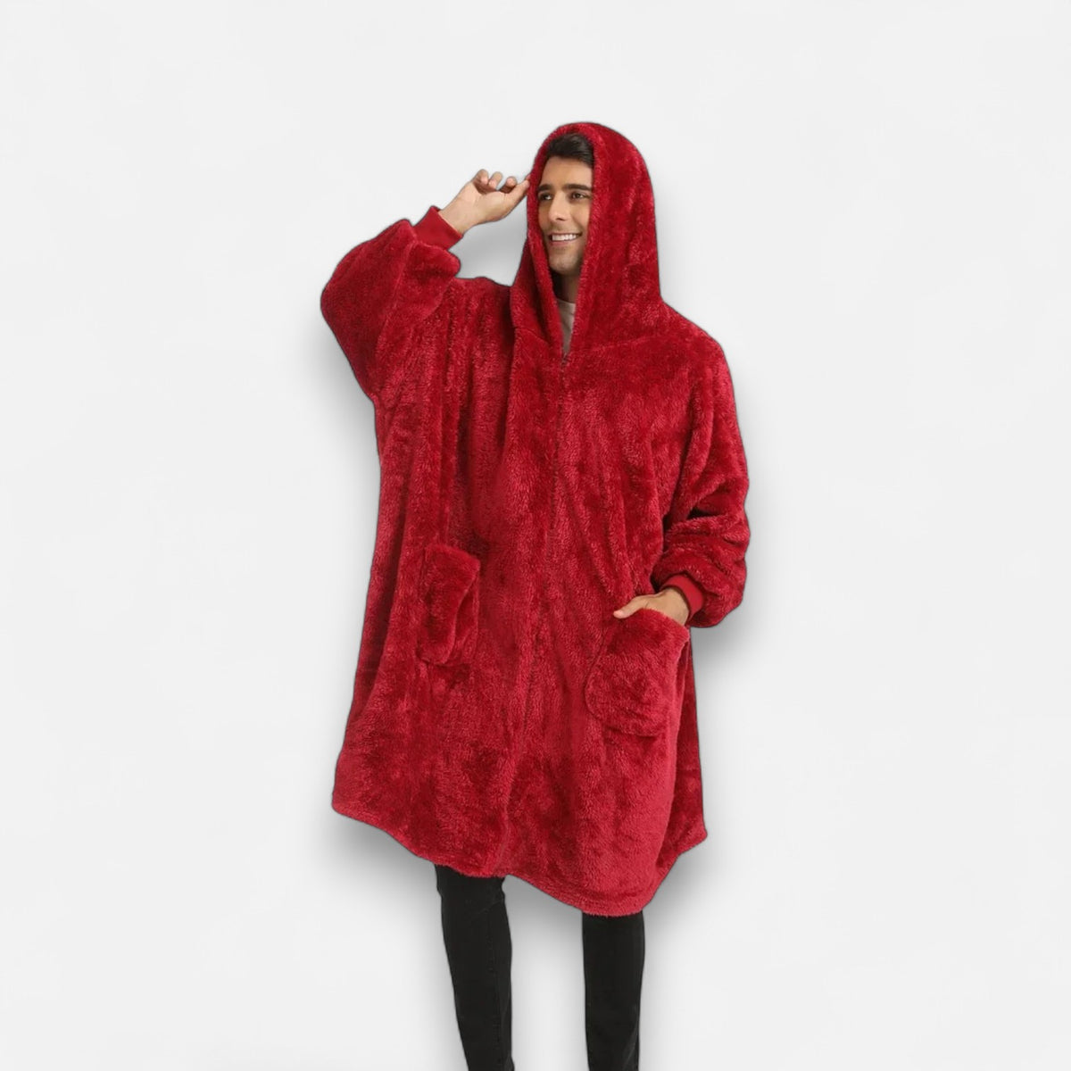 Poncho polaire homme rouge