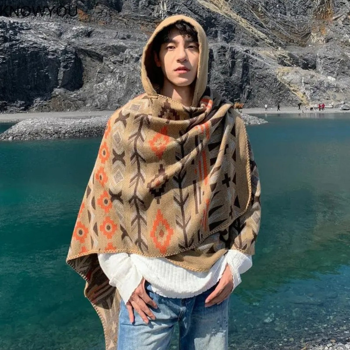 Poncho chaud homme style bohème