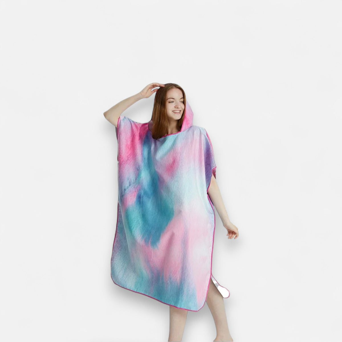 Poncho de bain femme tie-dye pastel