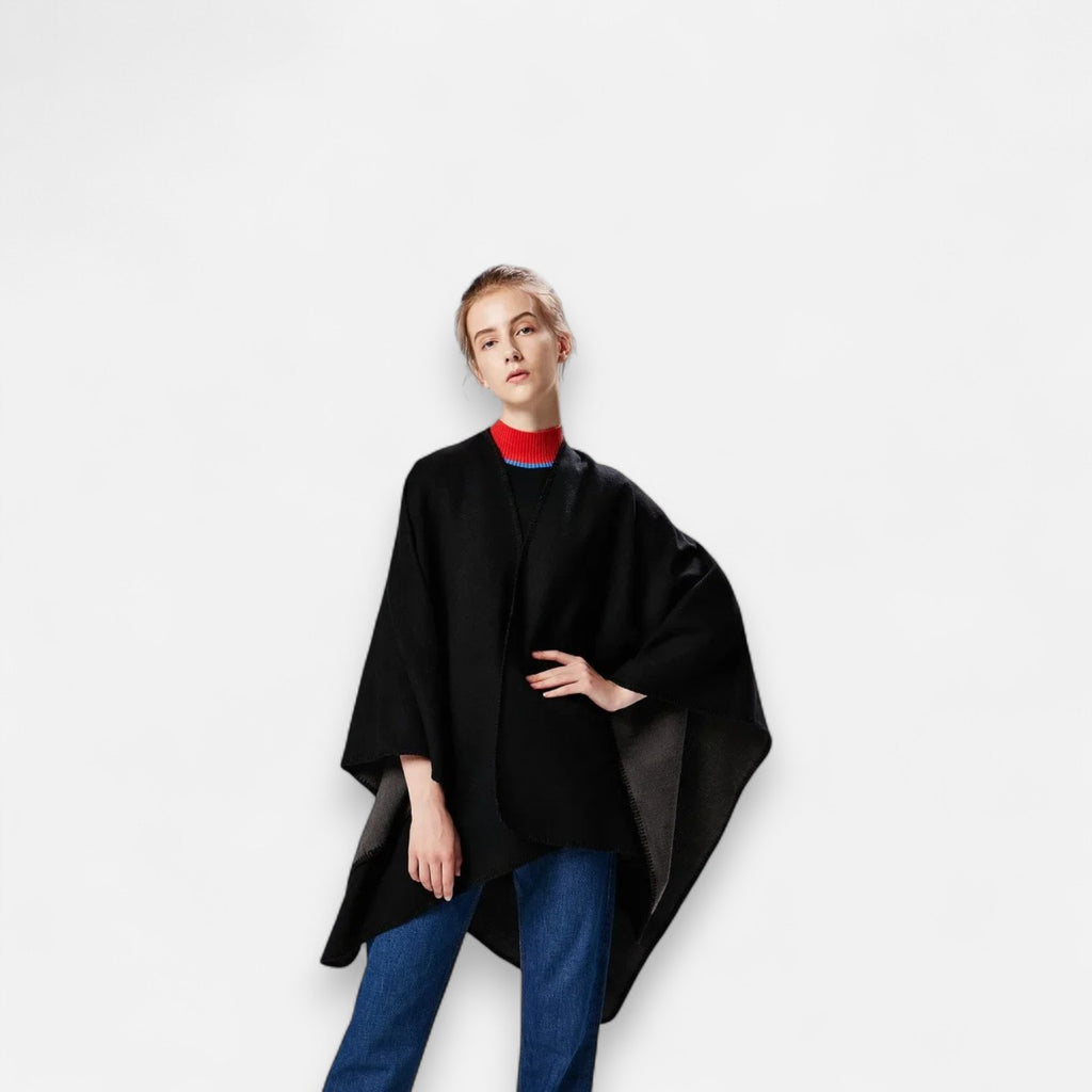 Poncho en laine femme classique