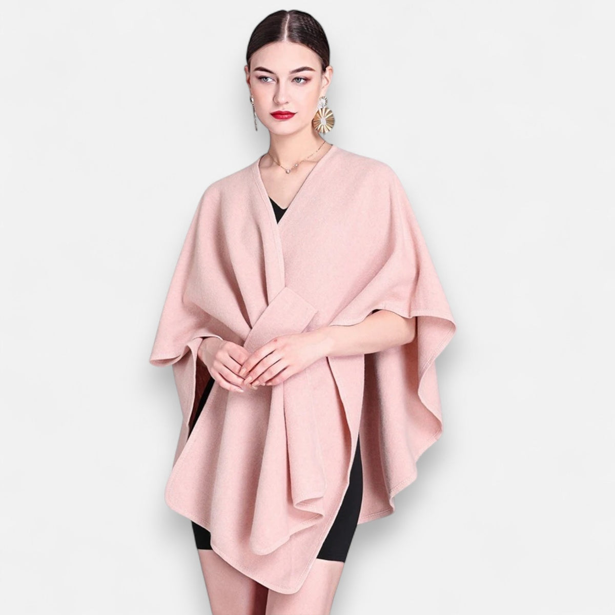 Poncho en laine femme ceinturé chic