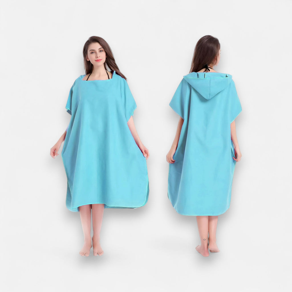 Poncho de bain femme à capuche