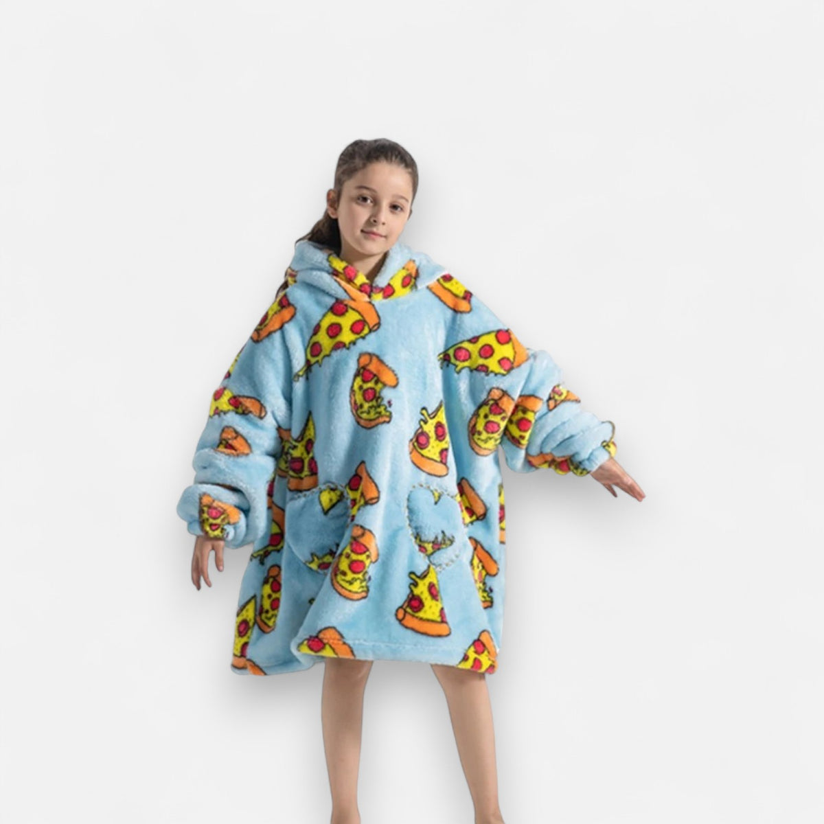 Poncho polaire enfant pizza