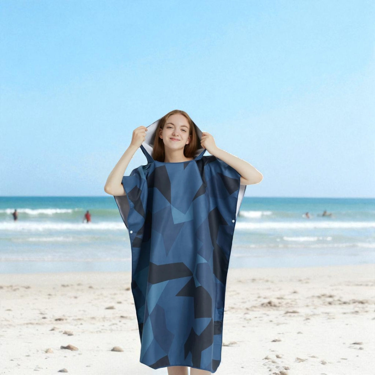 Poncho surf femme imprimé géométrique