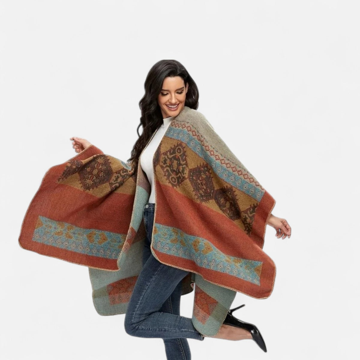 Poncho polaire femme coloré
