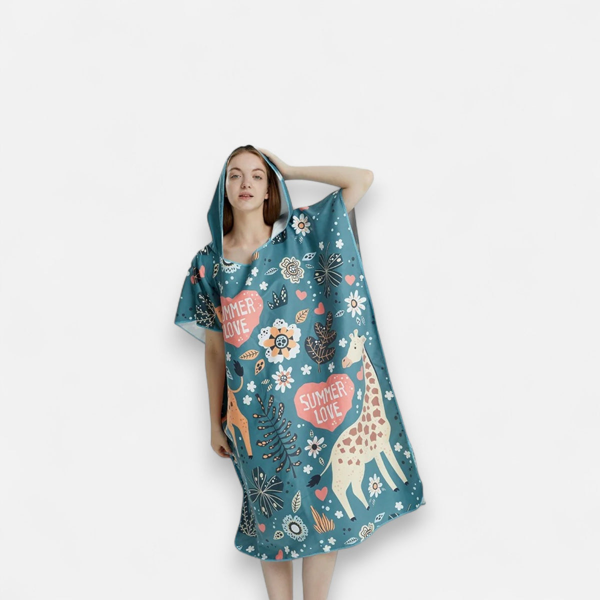 Poncho de bain femme nature