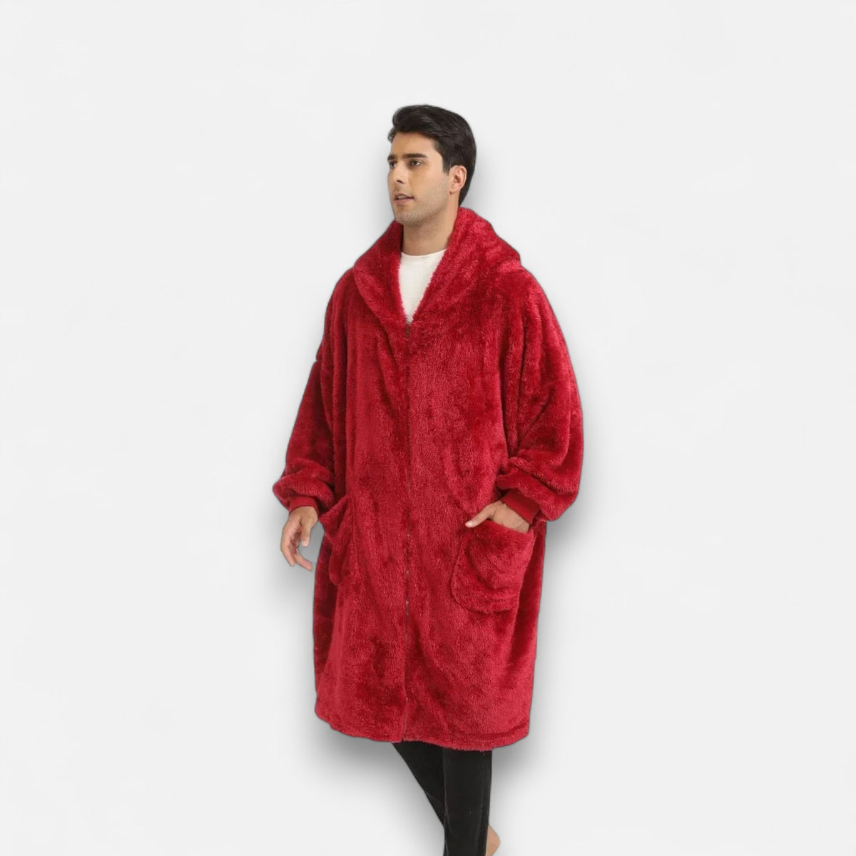 Poncho polaire homme rouge
