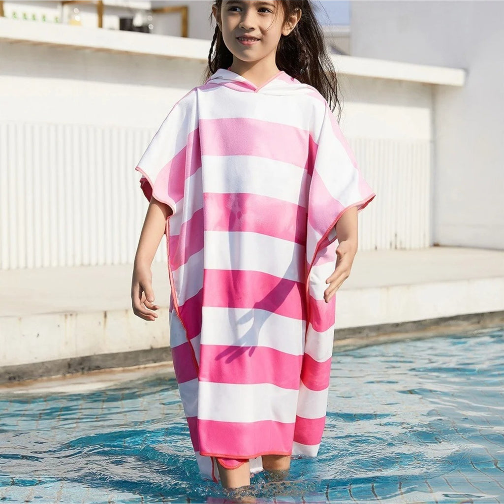Poncho de bain enfant à rayures
