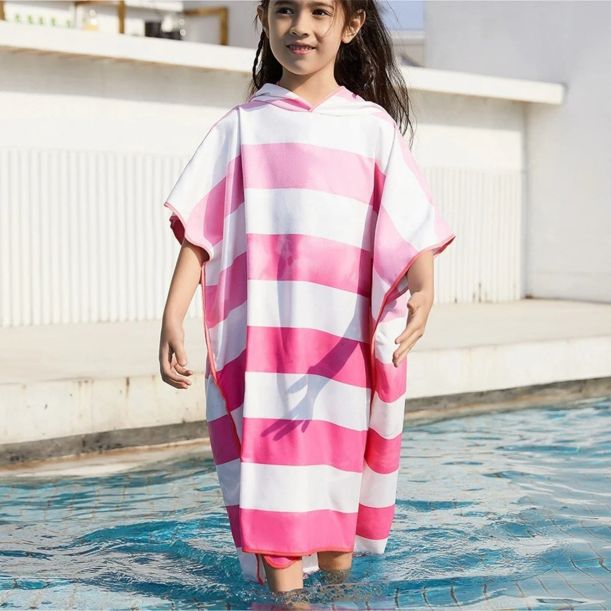 Poncho de bain enfant à rayures