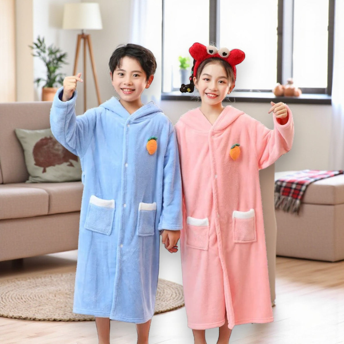 Poncho polaire enfant oreilles de lapin