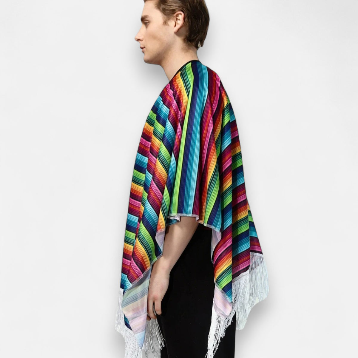 Poncho mexicain à rayures