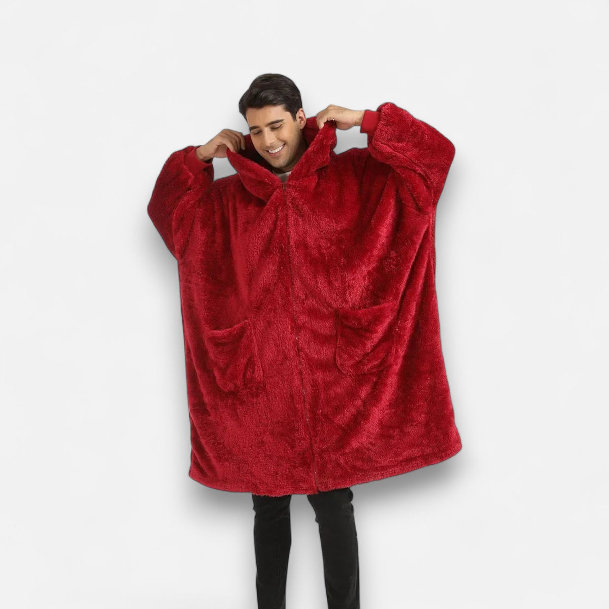 Poncho polaire homme rouge