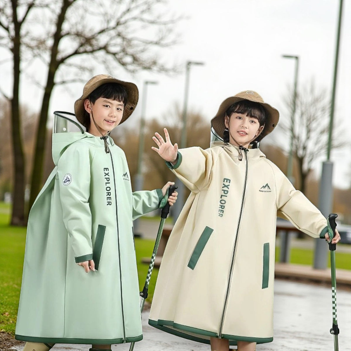 Poncho pluie enfant long