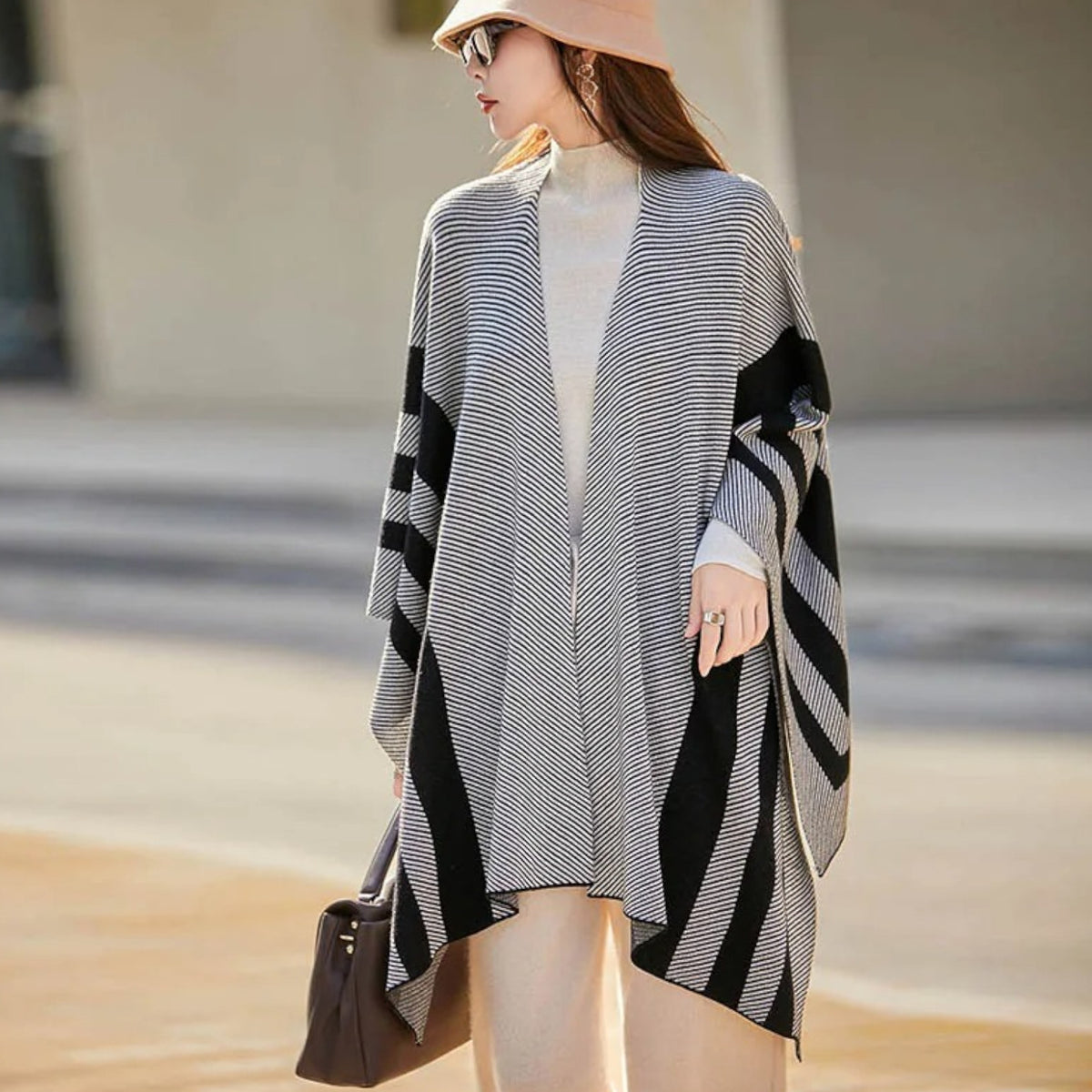 Poncho en laine femme élégant