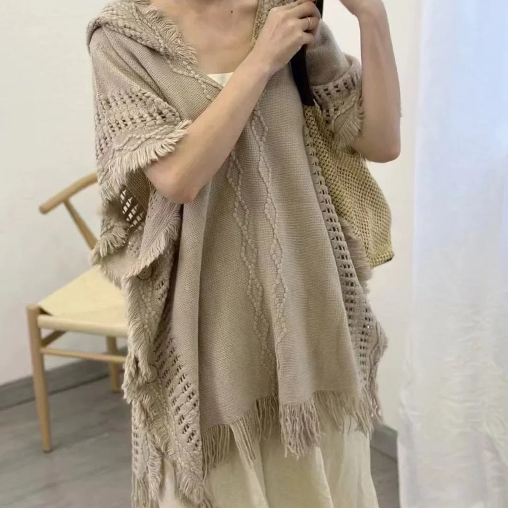 Poncho laine femme cocooning