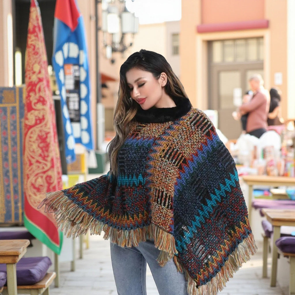 Poncho mexicain en laine