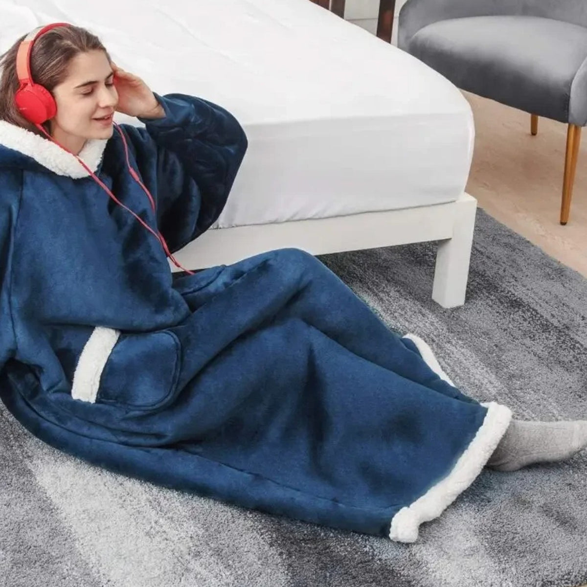 Poncho polaire femme long