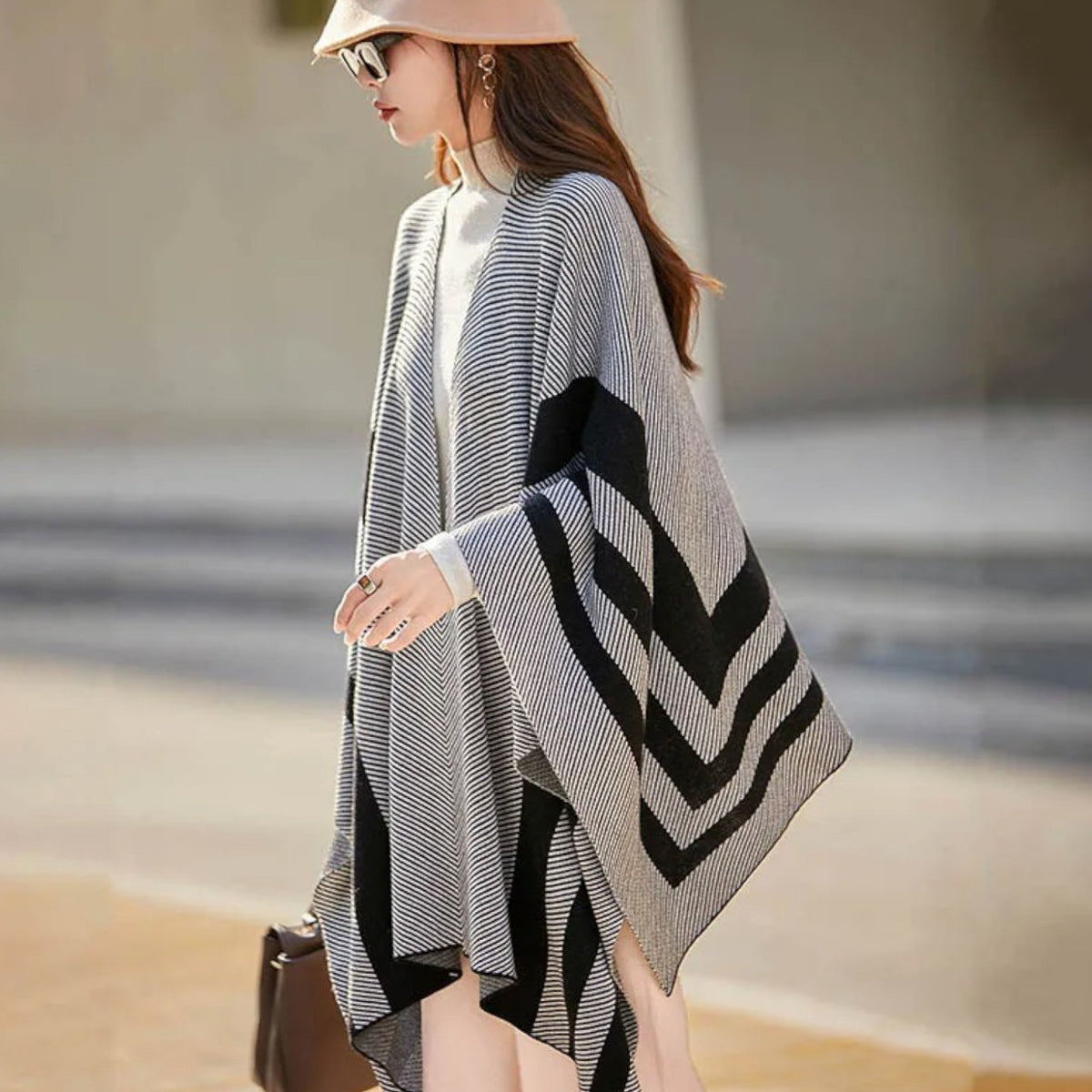 Poncho en laine femme élégant