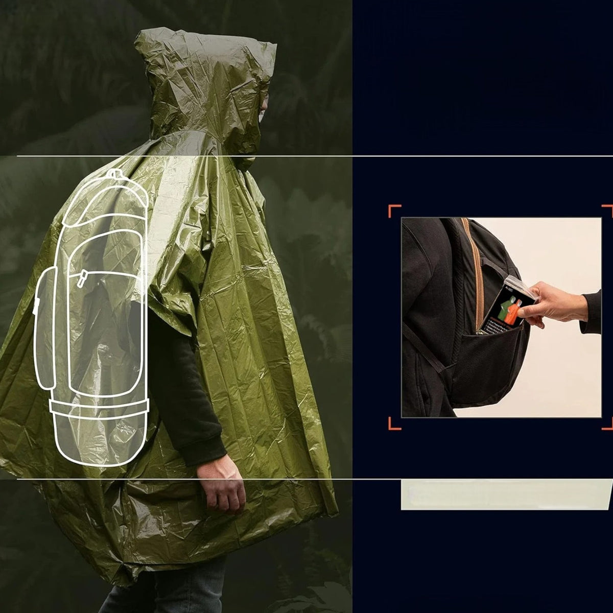 Poncho pluie homme avec doublure