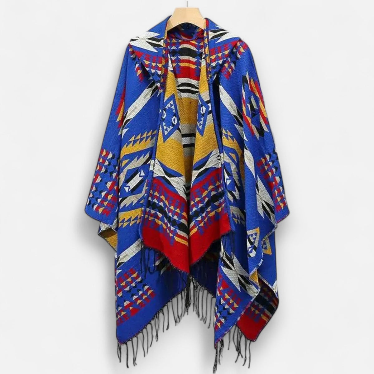 Poncho chaud homme géométrique coloré