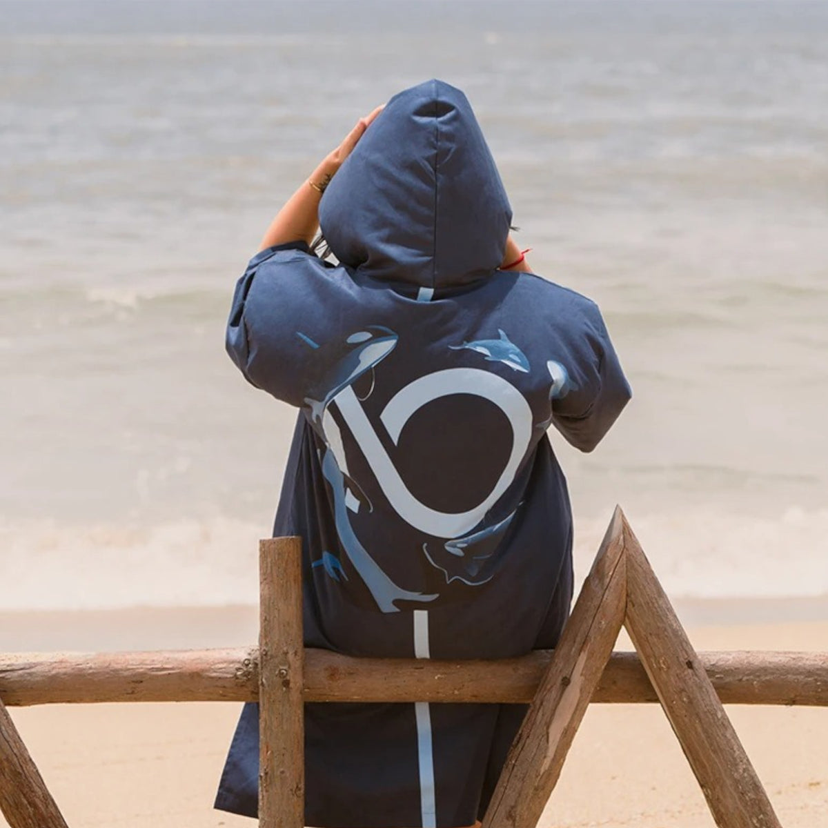 Poncho surf femme bleu marine