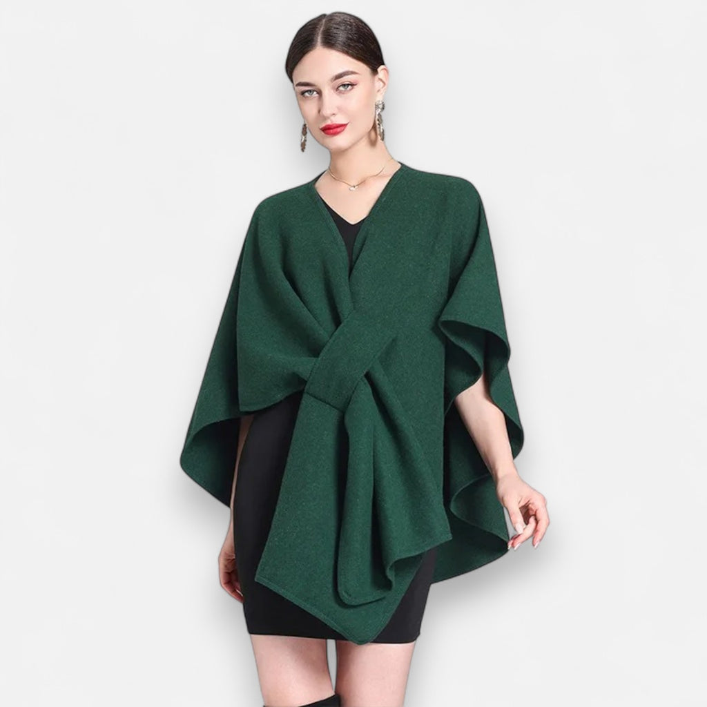 Poncho en laine femme ceinturé chic