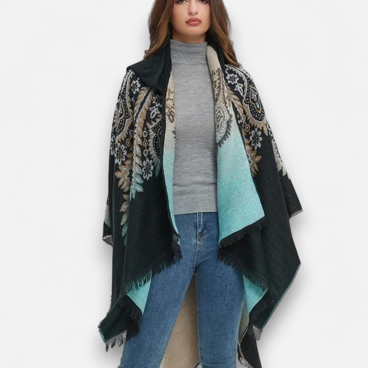 Poncho mexicain femme