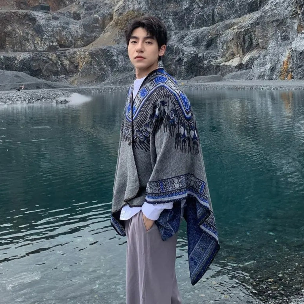 Poncho chaud homme élégant