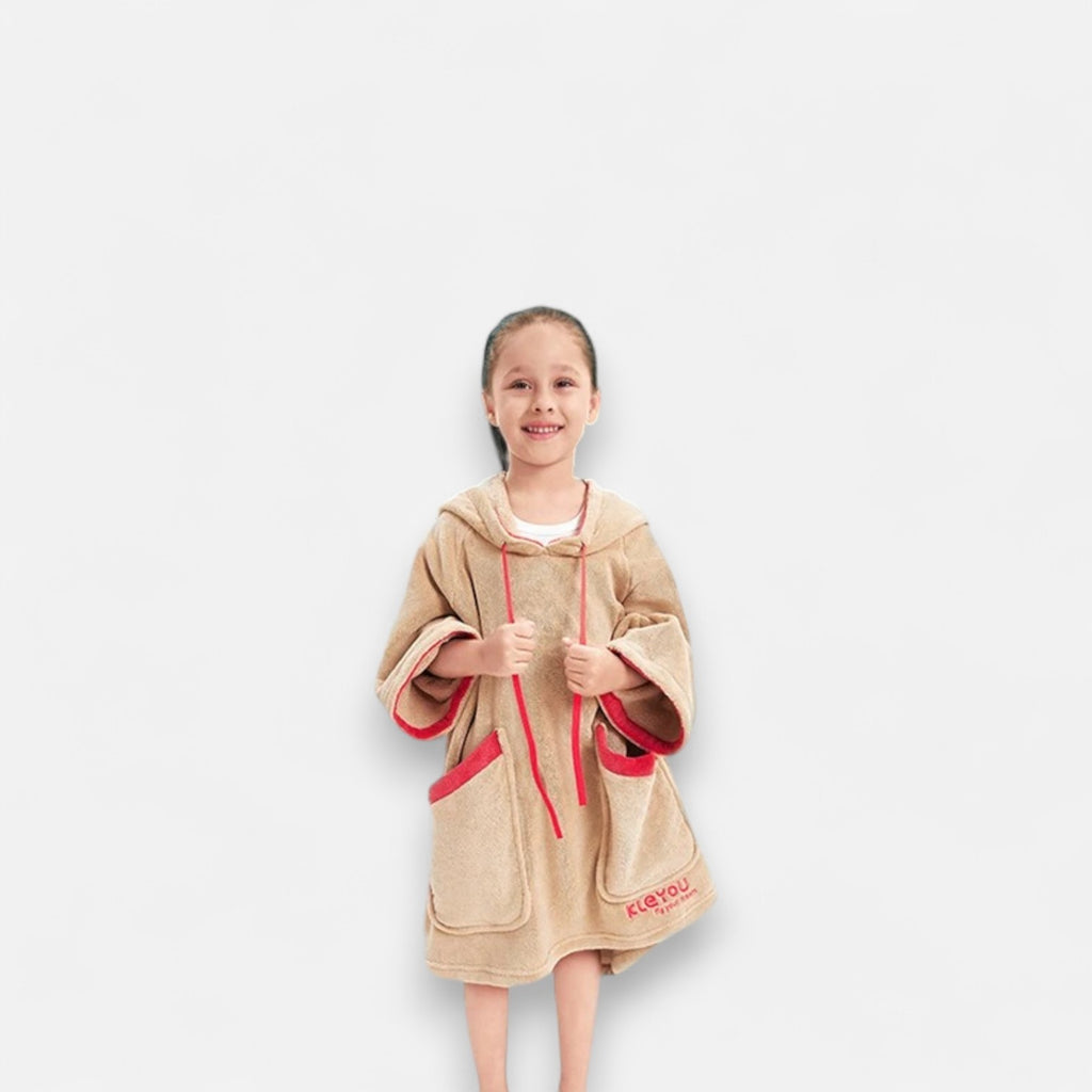 Poncho de bain enfant polaire avec poches