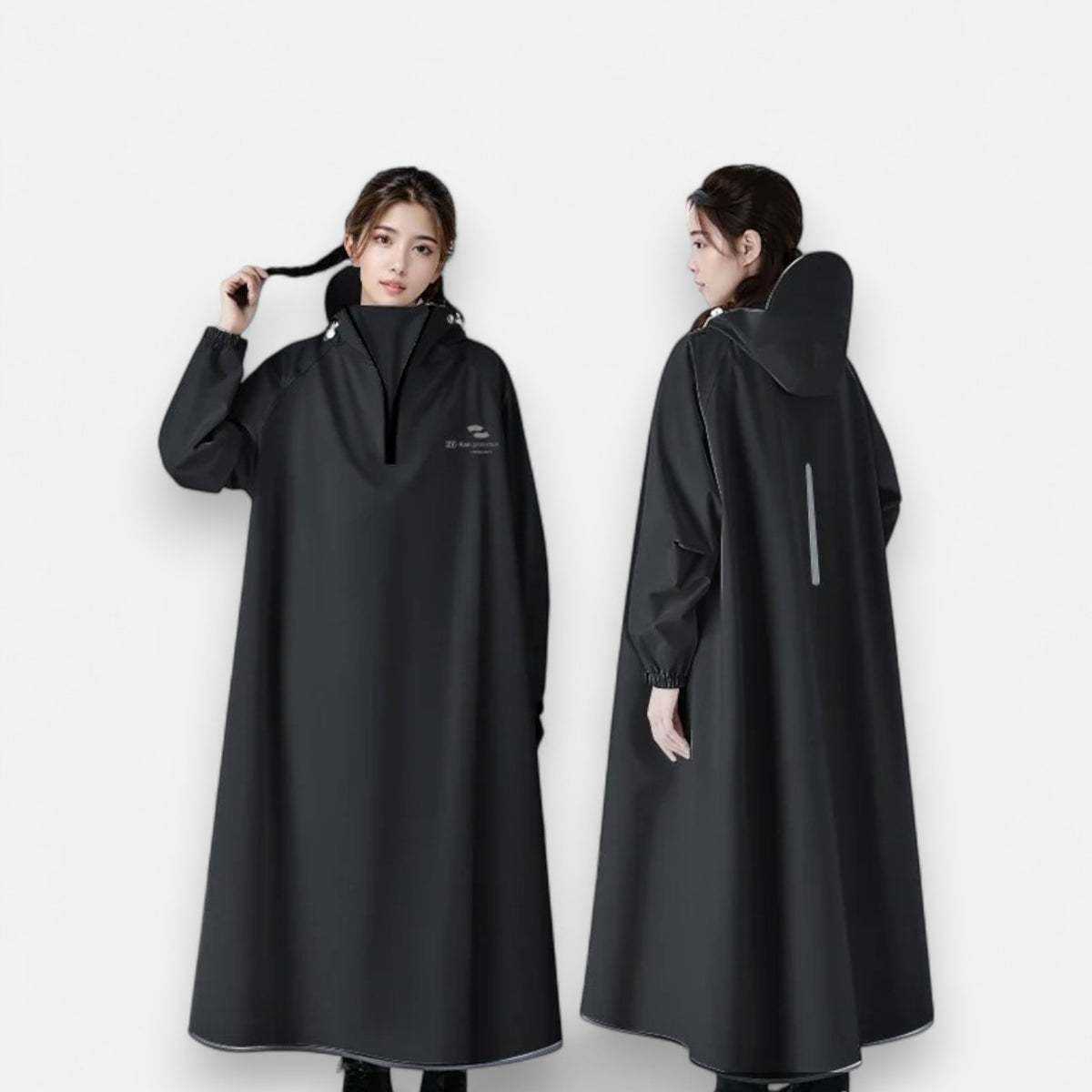 Poncho pluie femme tendance long