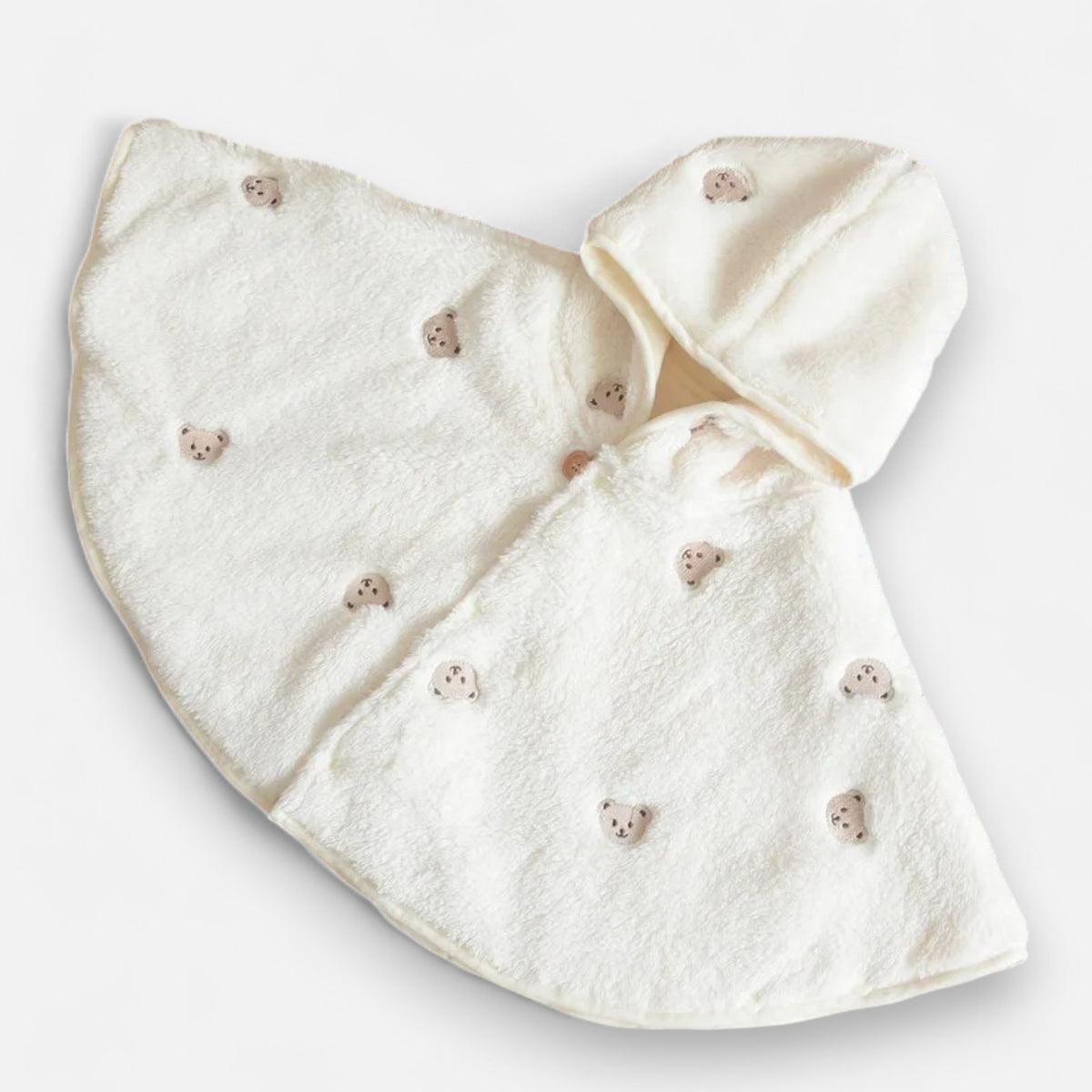 Poncho chaud bébé motif ourson
