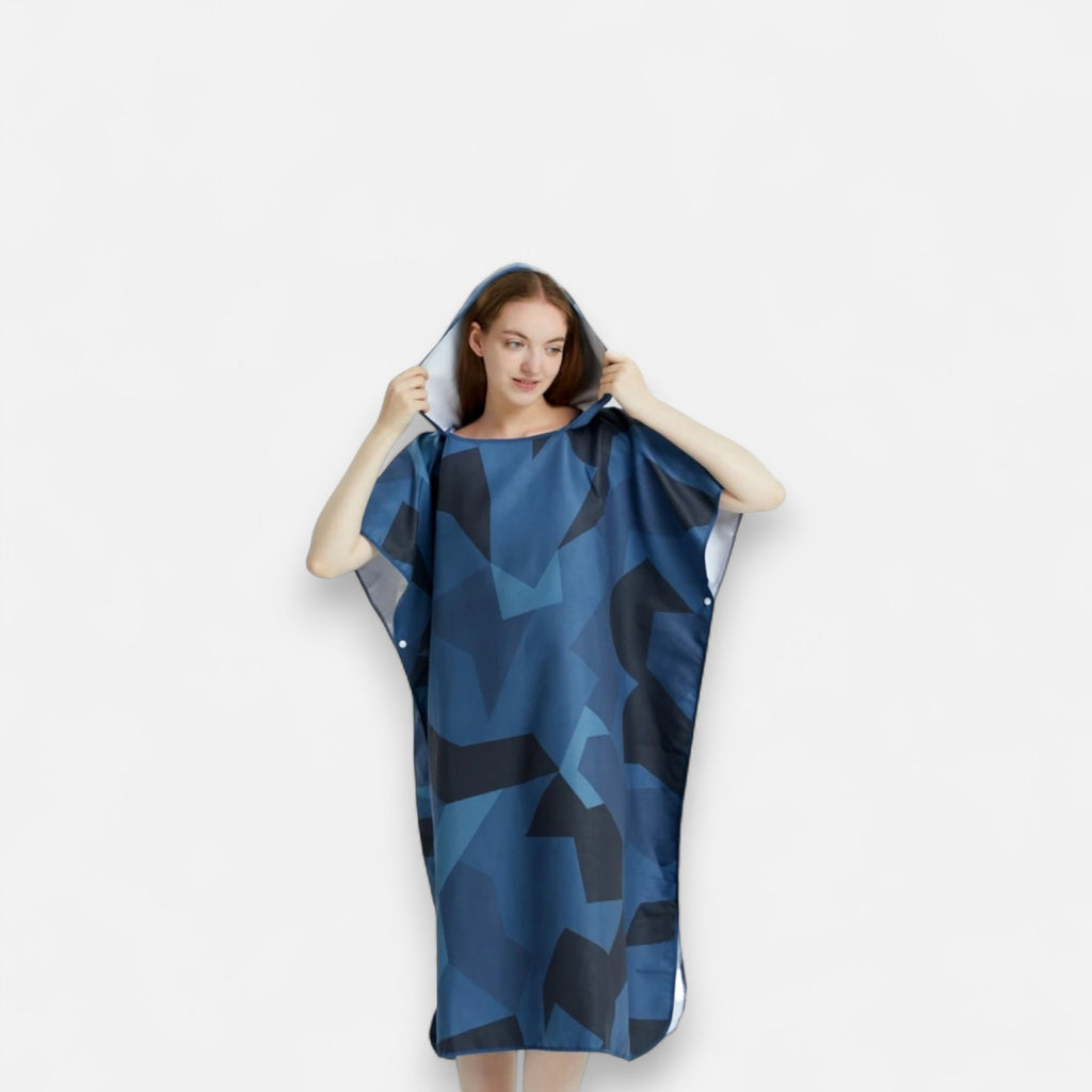 Poncho surf femme imprimé géométrique