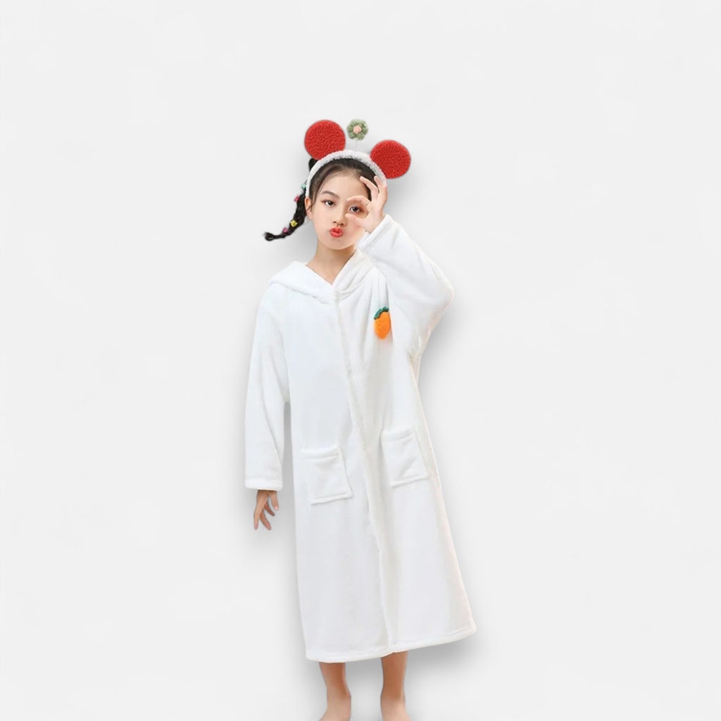 Poncho polaire enfant oreilles de lapin