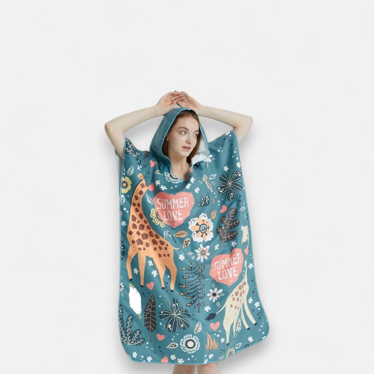 Poncho de bain femme nature
