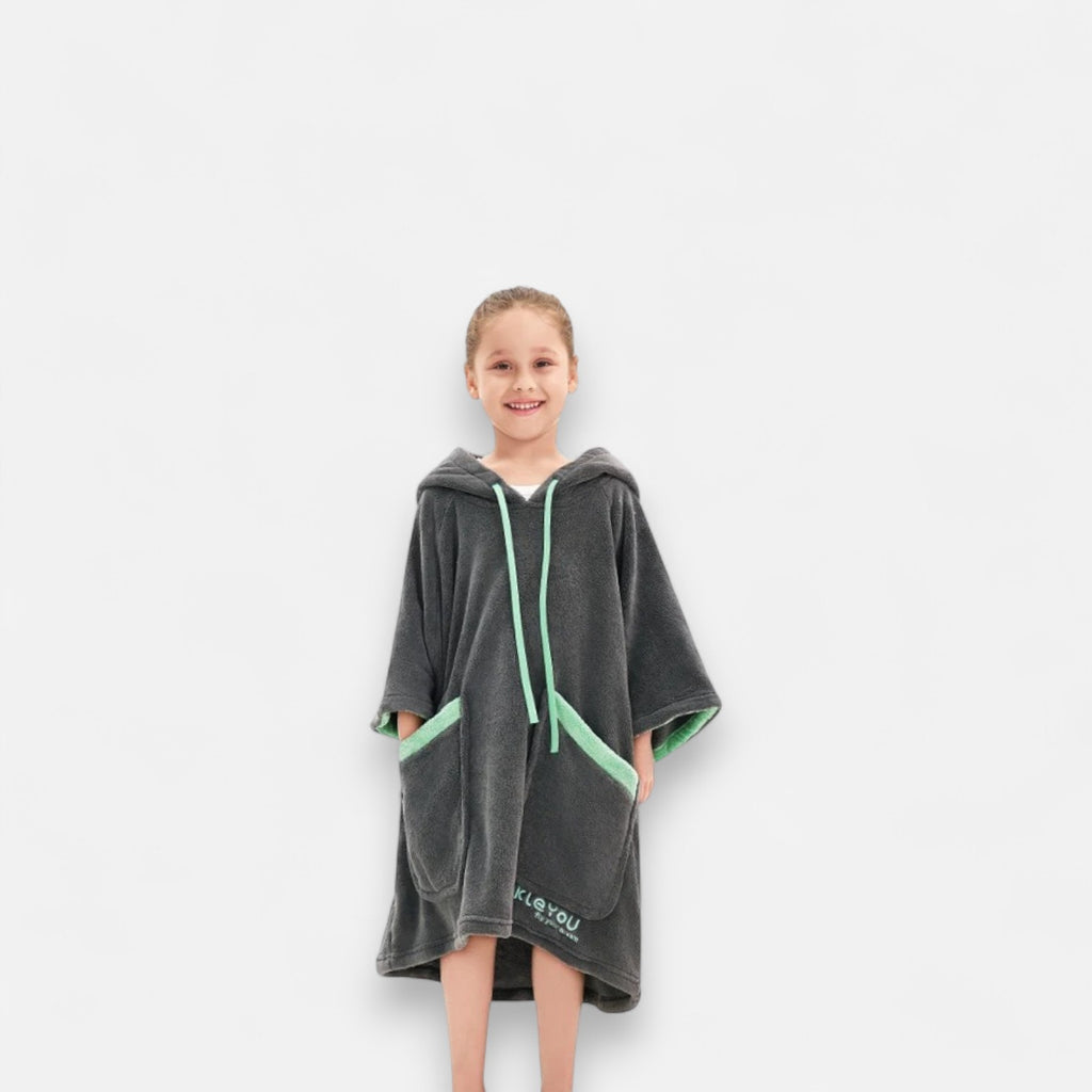 Poncho de bain enfant polaire avec poches