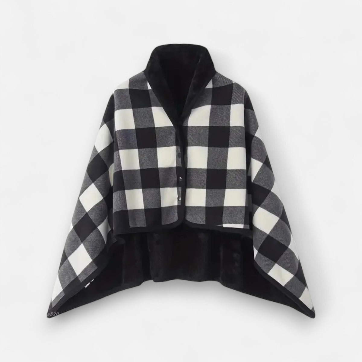 Poncho polaire femme noir et blanc
