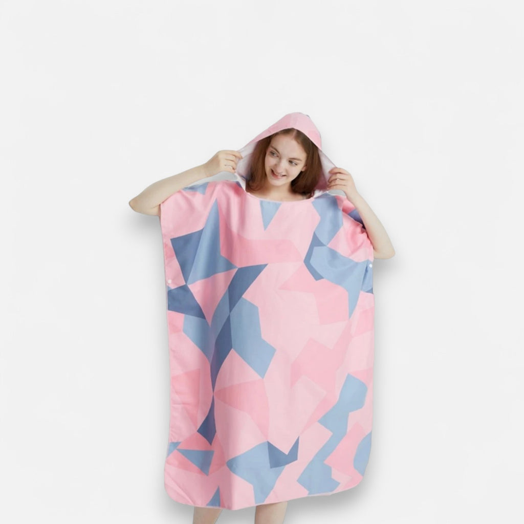 Poncho surf femme imprimé géométrique