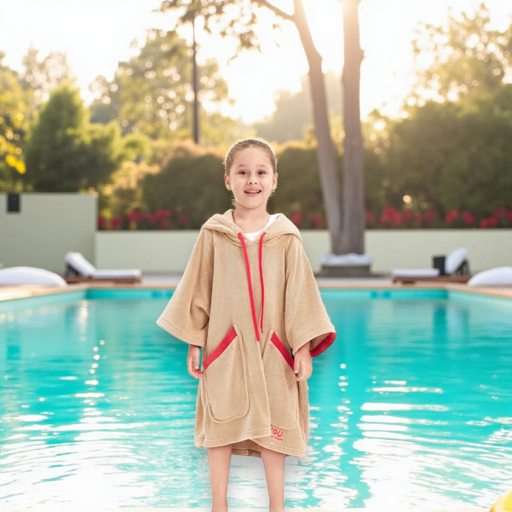 Poncho de bain enfant polaire avec poches