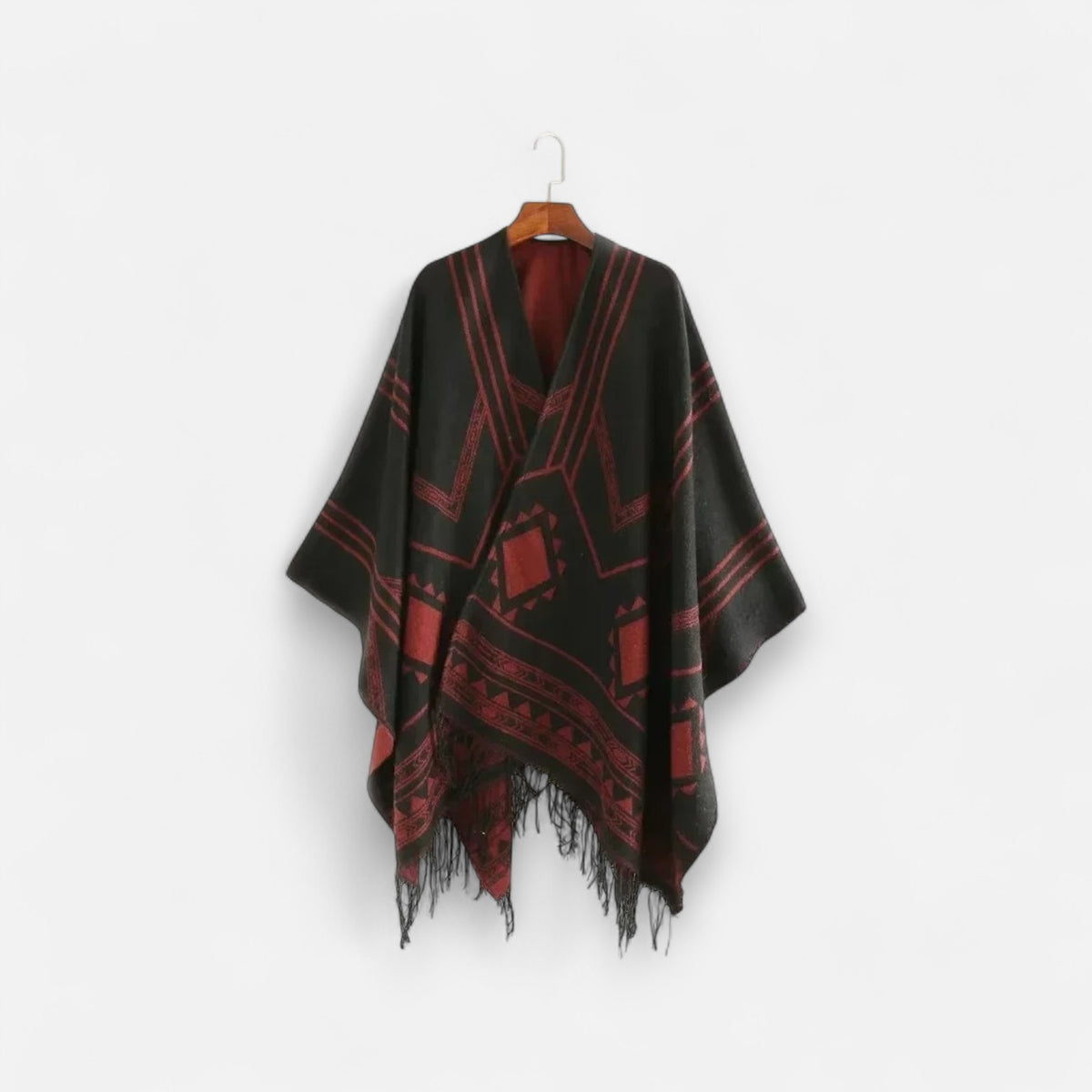 Poncho en laine femme avec motifs