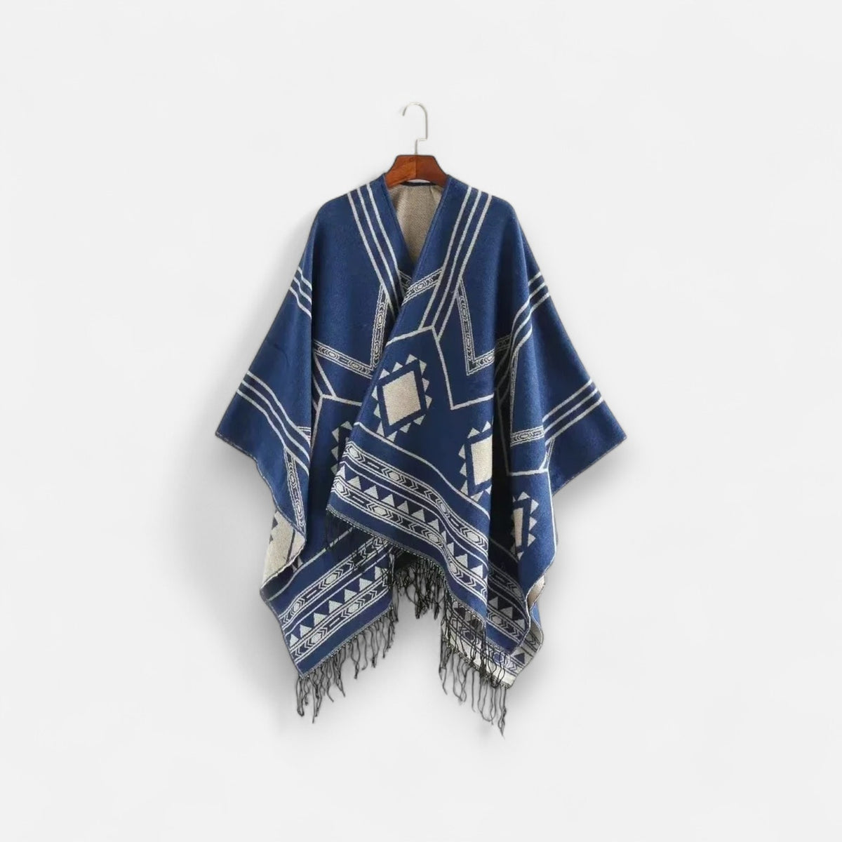 Poncho en laine femme avec motifs